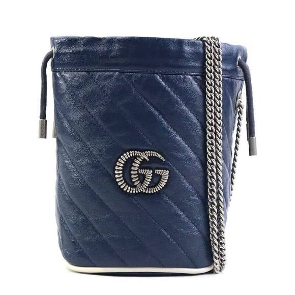 Gucci Handbags - Auth Gucci Gg Marmont Shoulder Bag Navy #160788G51B